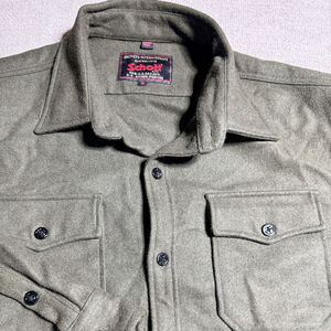 Schott NYC CPO Shirt Jacket Mens 2XL Green Wool Blend Military Style Shacket EUC